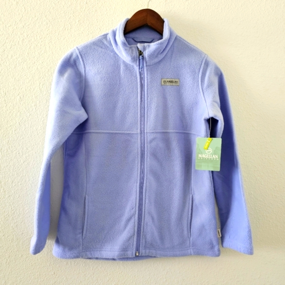 Megellan Artic Fleece Jacket girls Size XL (16) full zip up Hydranga blue NWT